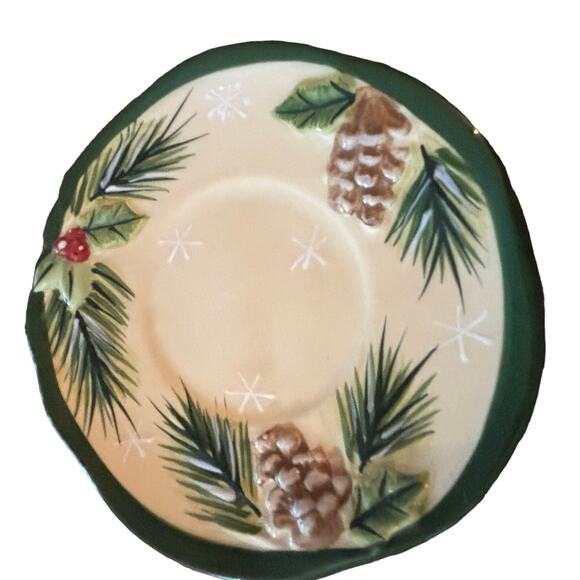 Yankee Candle Christmas Cup Saucer 2011 Cardinal Bird Ceramic Votive Tea Light - Picture 2 of 8